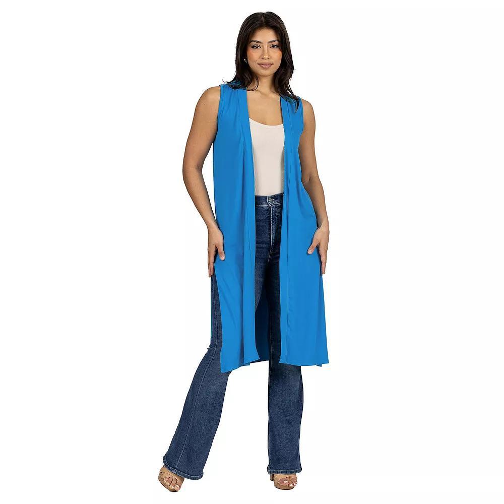 Womens 24Seven Comfort Apparel Sleeveless Long Cardigan Vest with Side Slit Product Image