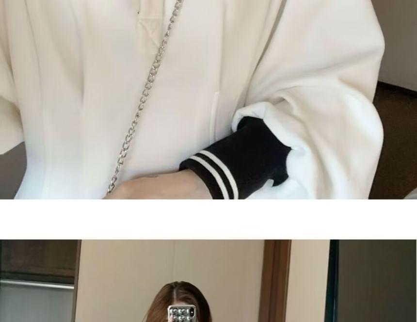 Long Sleeve Two Tone Mini A-Line Polo Dress Product Image