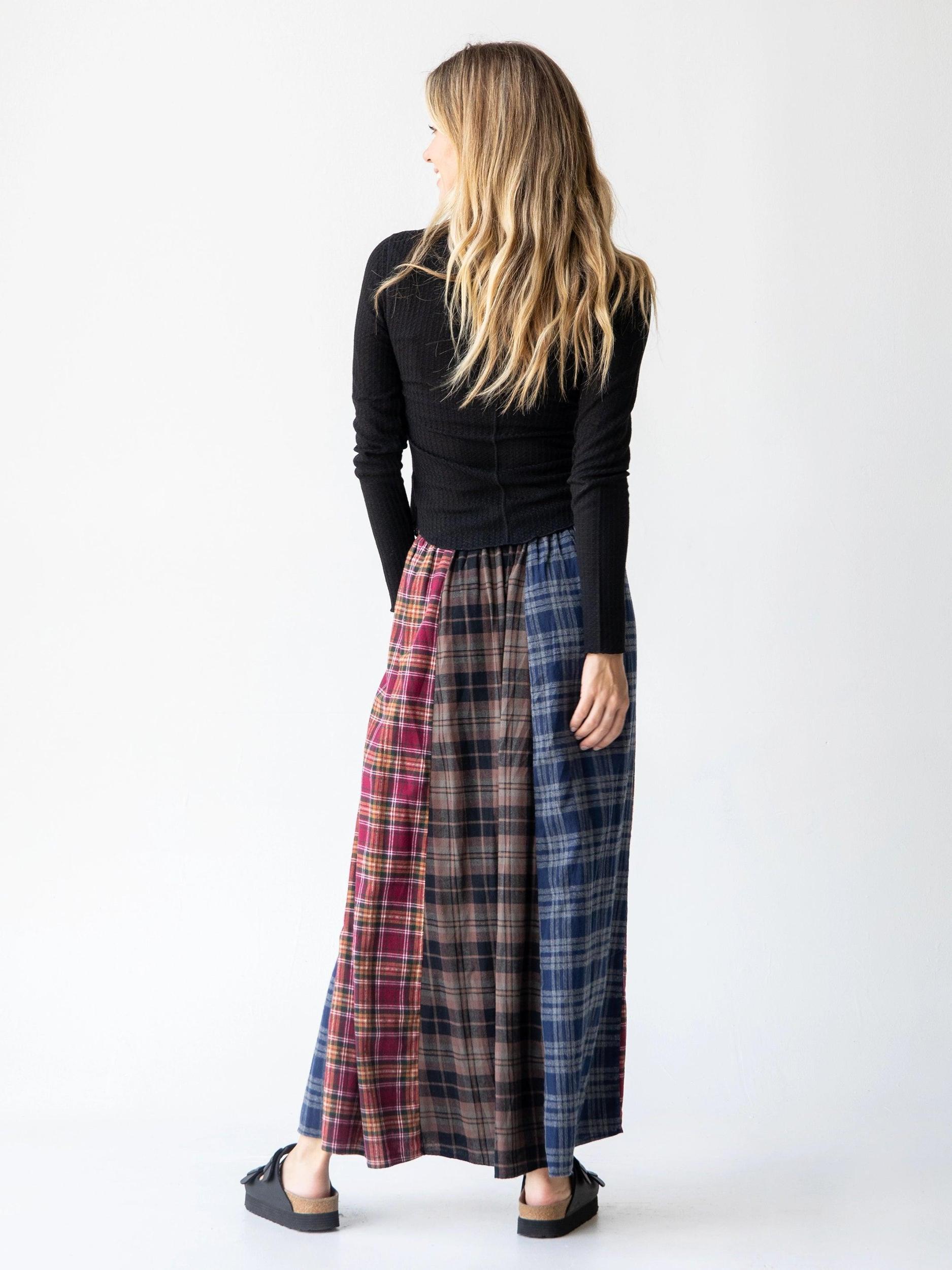 Valentina Maxi Skirt - Cranberry Navy Flannel Product Image