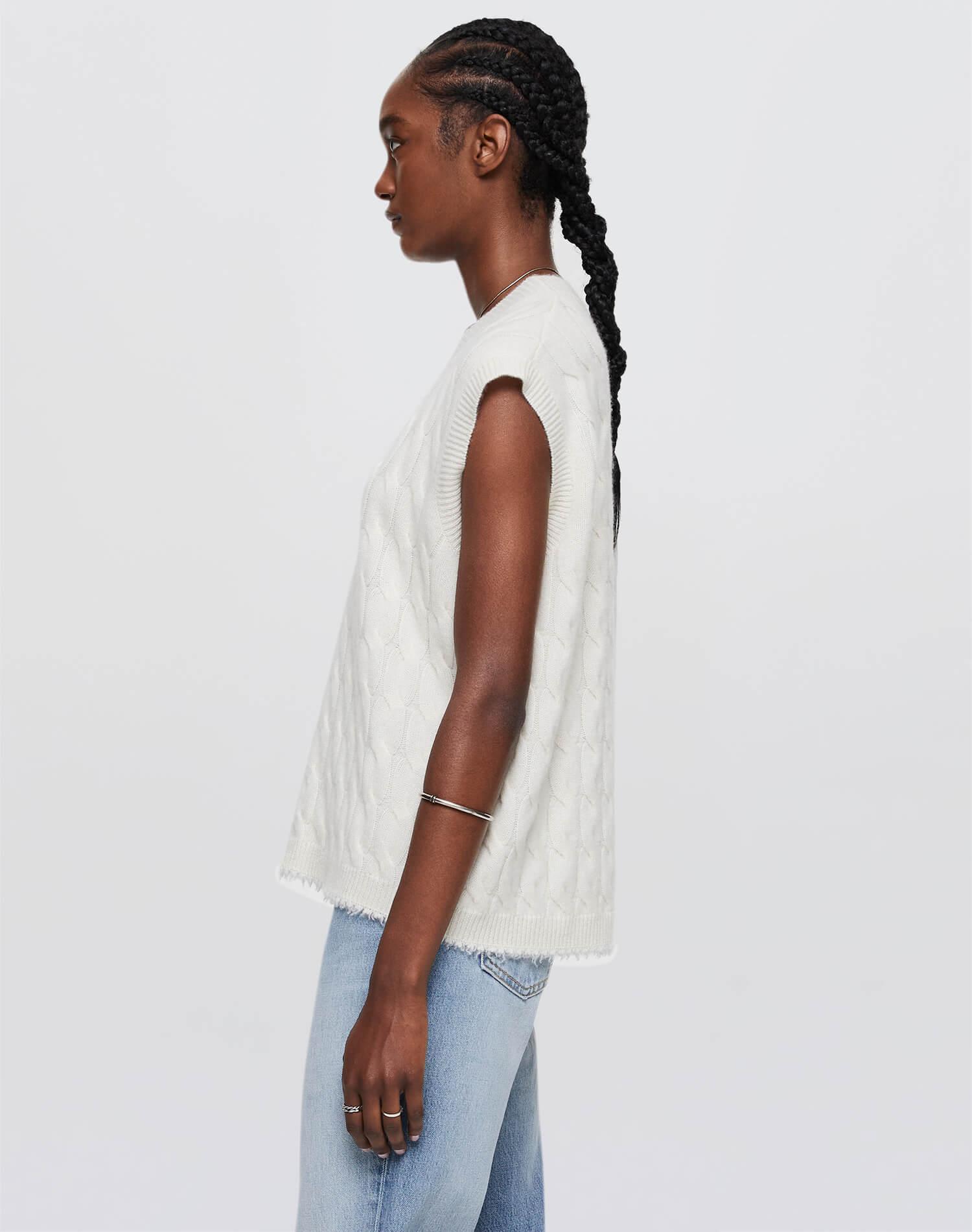 Cashmere Cable Vest - Ivory Female Product Image