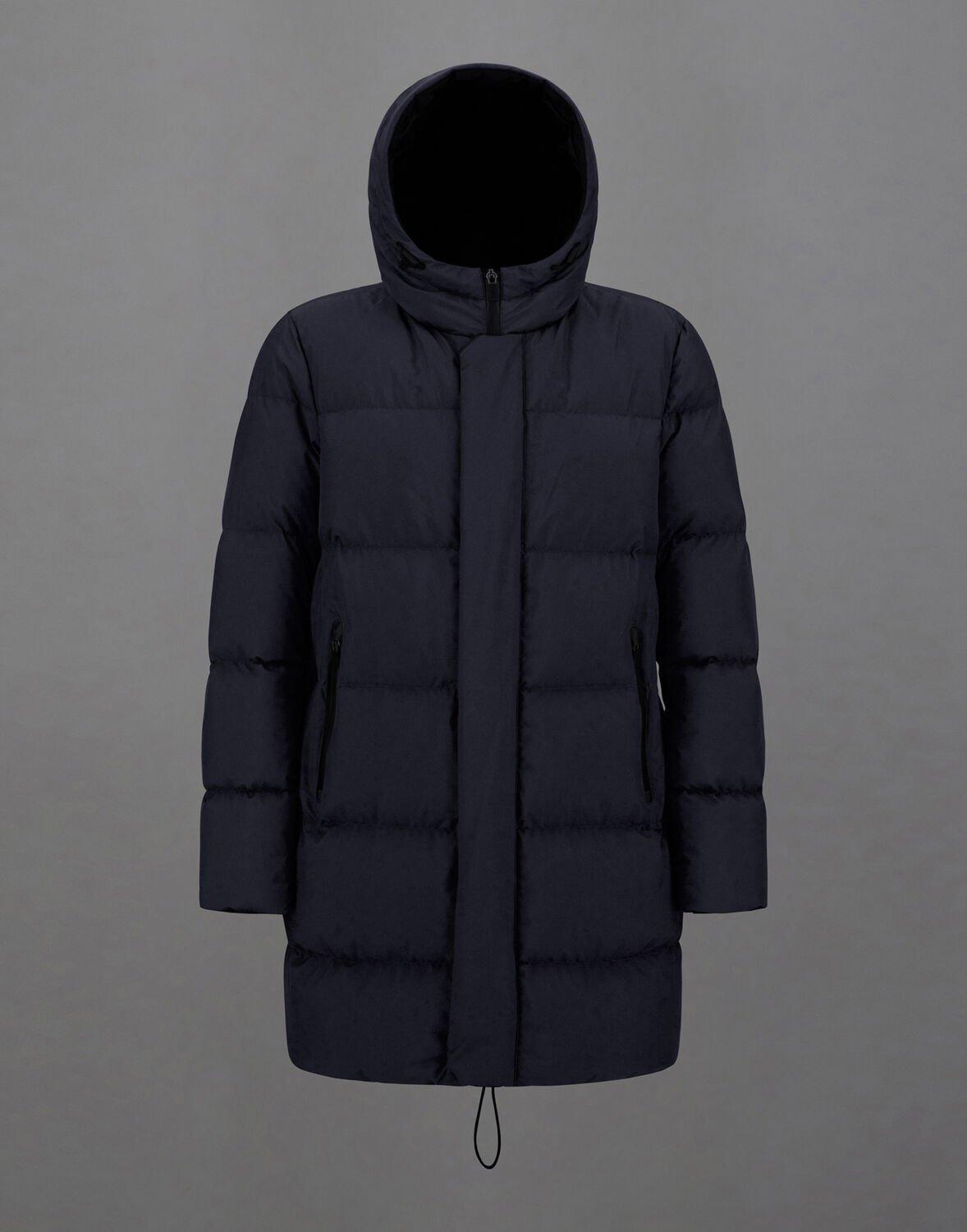HERNO Drawstring Hooded Parka Coat In Azul Product Image