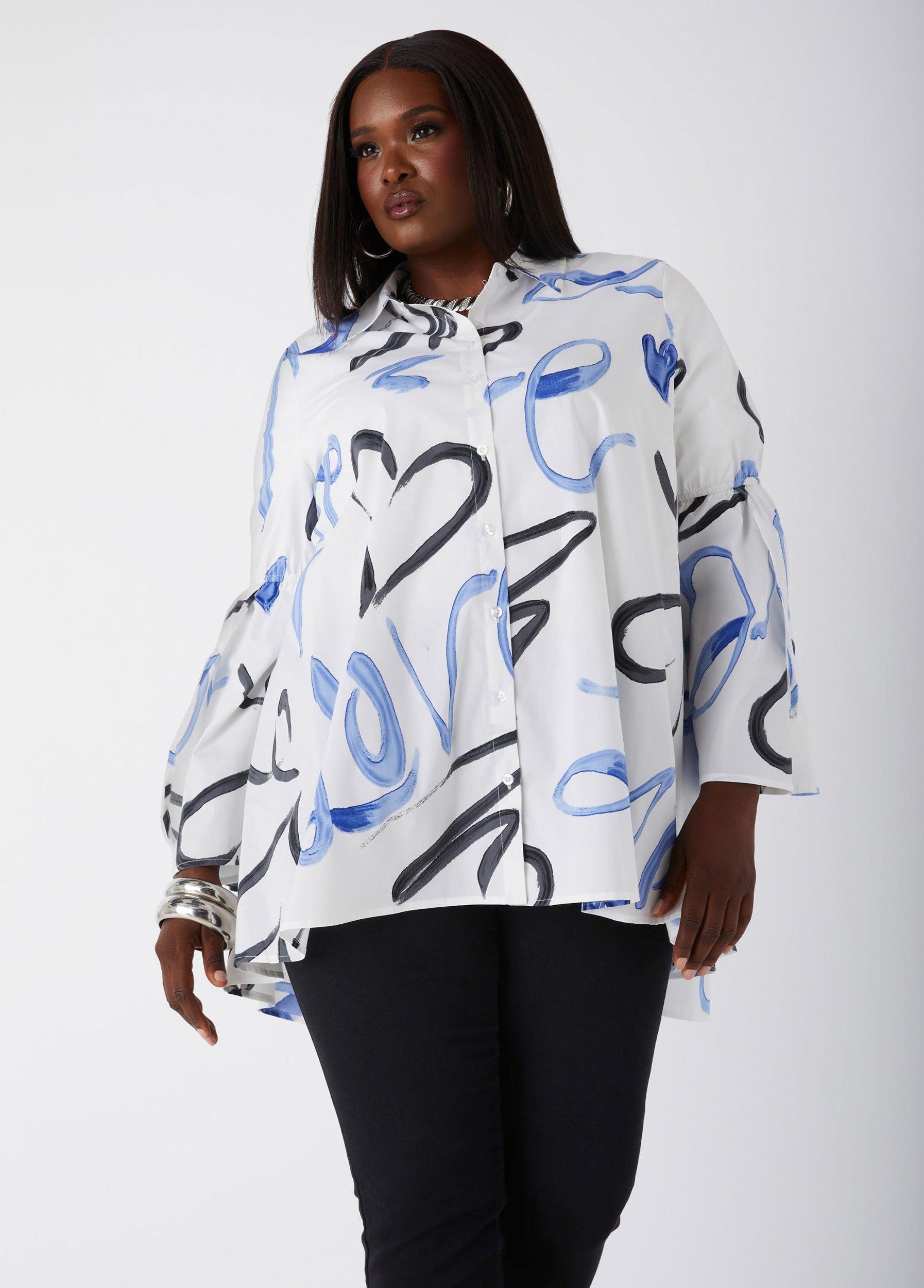 Love Print Hi Low Shirt Product Image