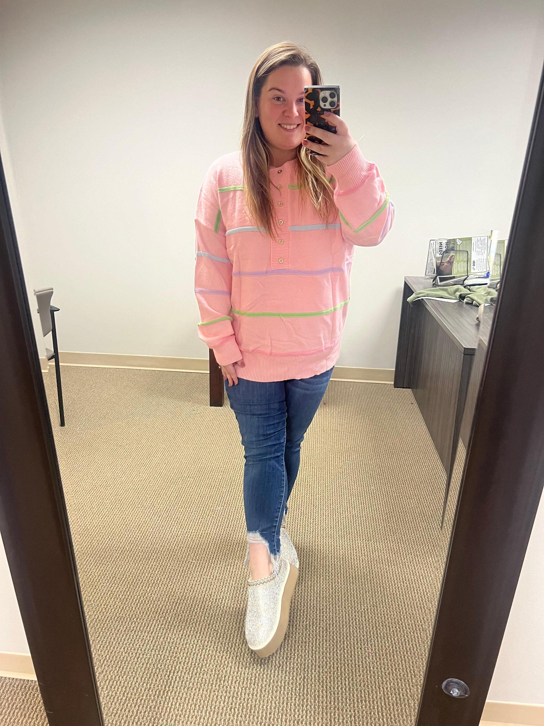 Pink Stripe Sweater Product Image