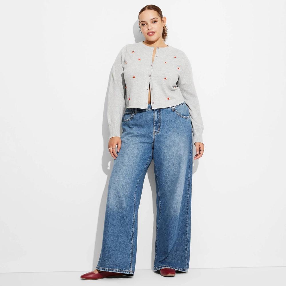 Women's Low-Rise Wide Leg Baggy Jeans - Wild Fable™ Medium Wash 17: Midweight , Full Length Product Image