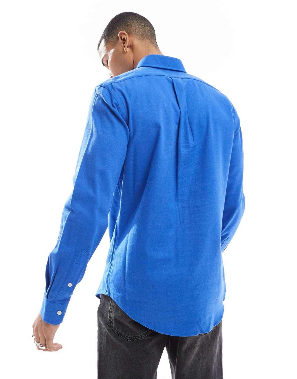 Polo Ralph Lauren icon logo performance brushed twill shirt in mid blue heather Product Image