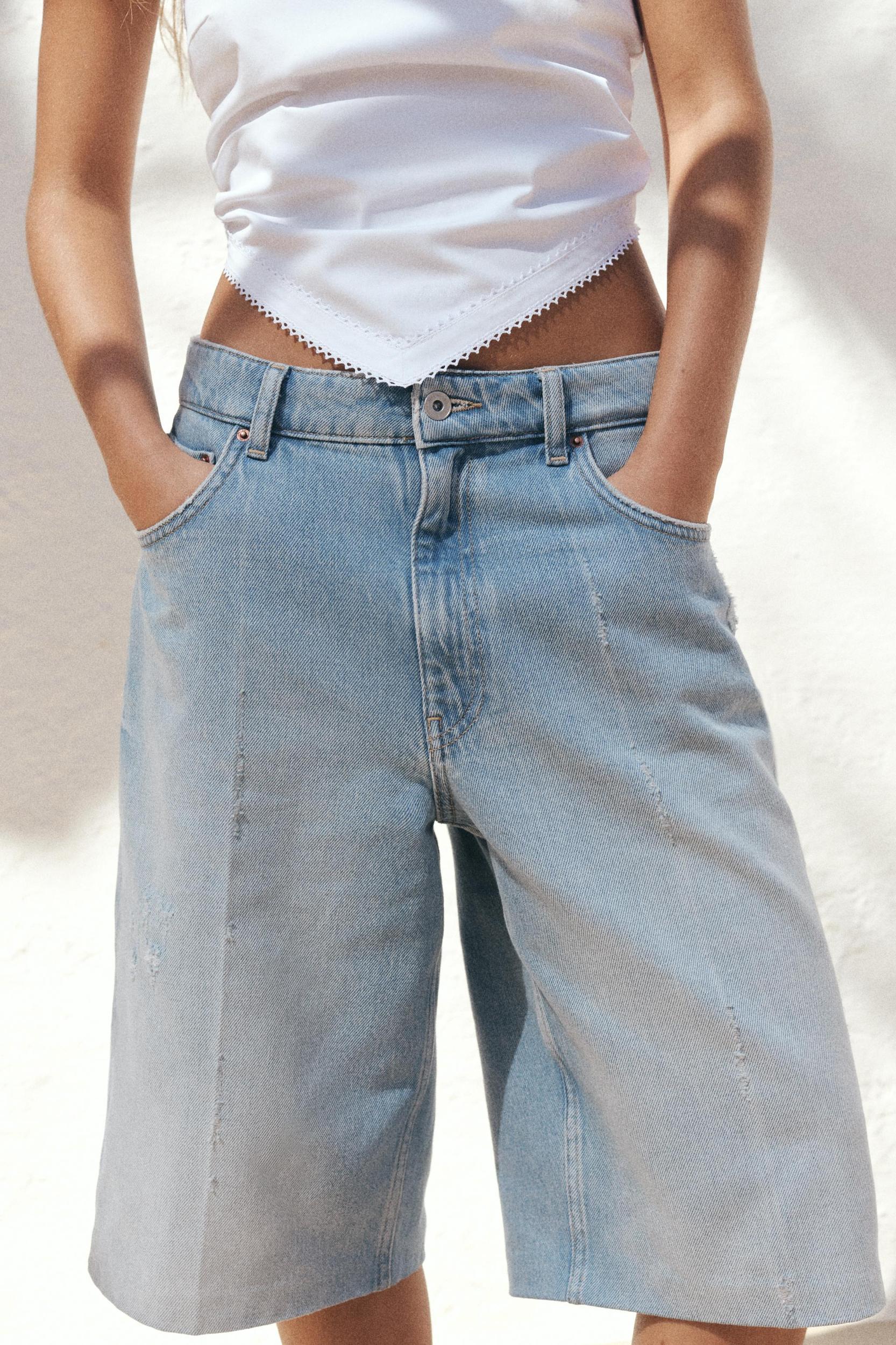 TRF MID-RISE DENIM JORTS Product Image