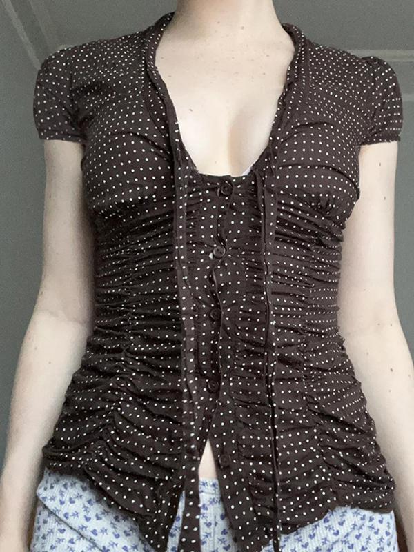 French Lace Bow Short Sleeves Product Image