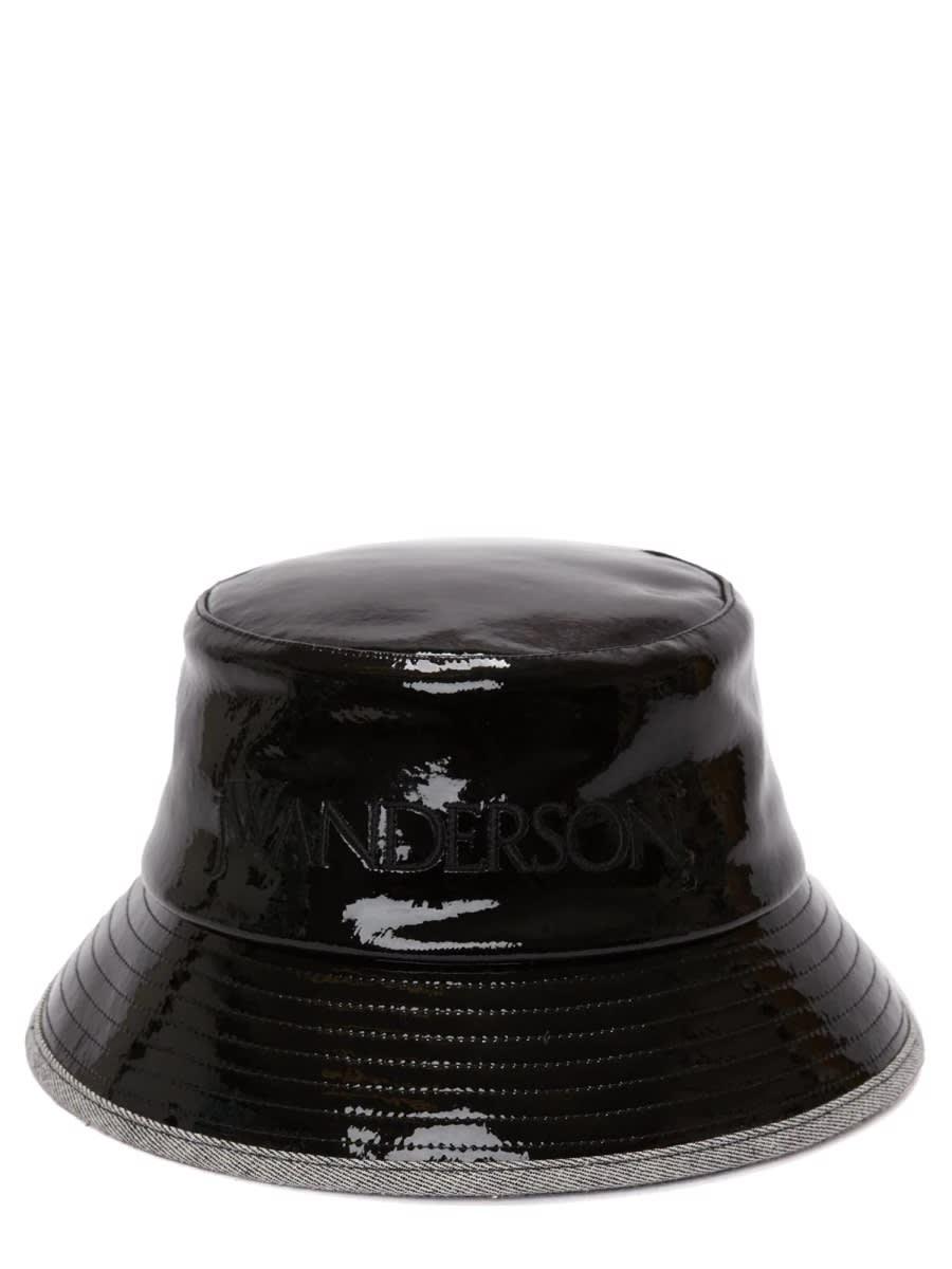 JW ANDERSON Coated Denim Logo Bucket Hat In Black Product Image