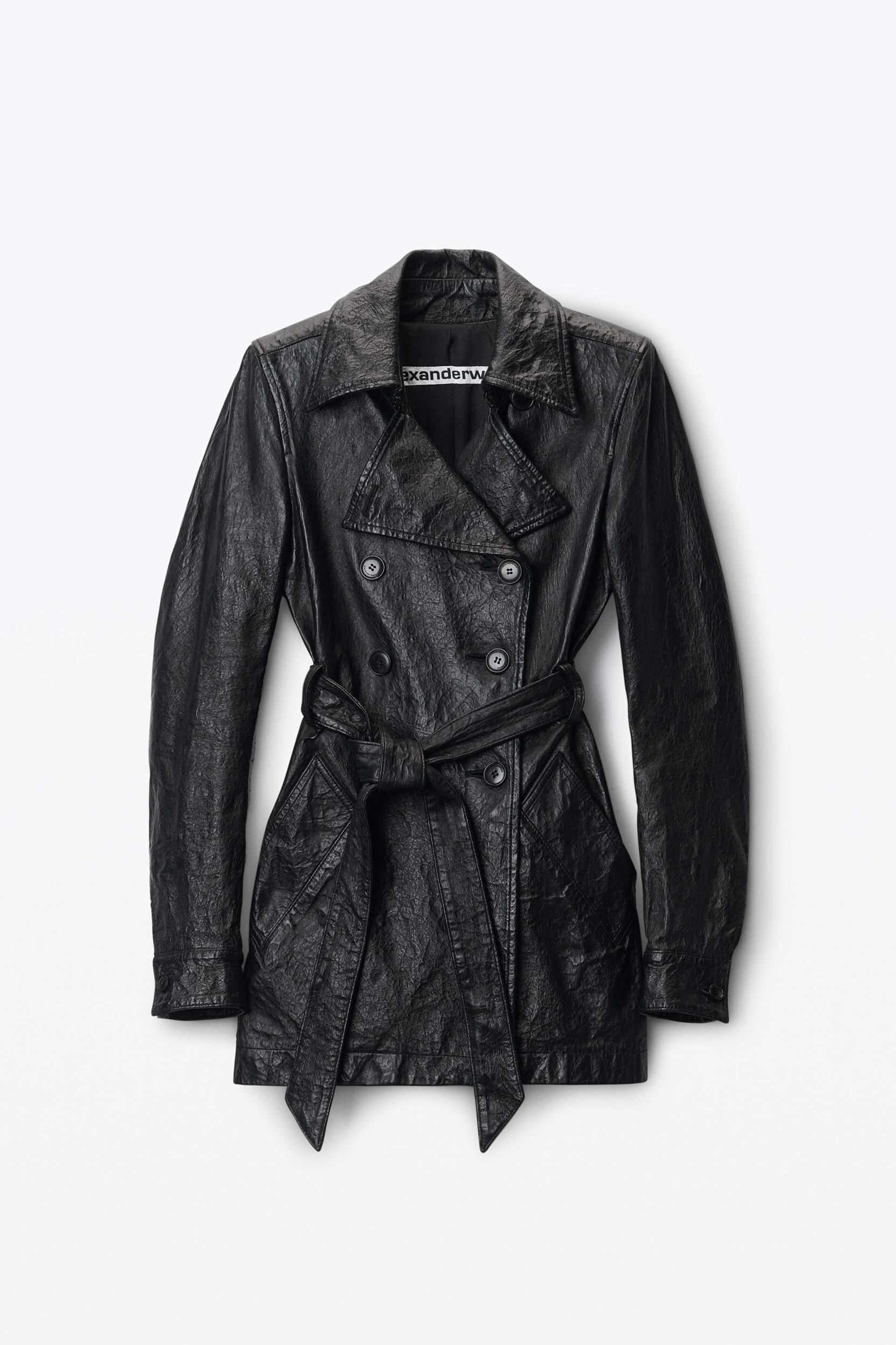 Cropped Trench Coat In Memory Lambskin Leather Product Image