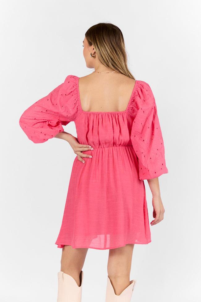 Beautiful Thoughts Pink Lace Sleeve Mini Dress Product Image