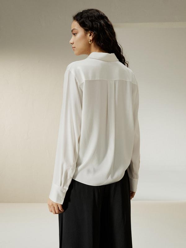 Hem Pleated Silk Blouse Product Image