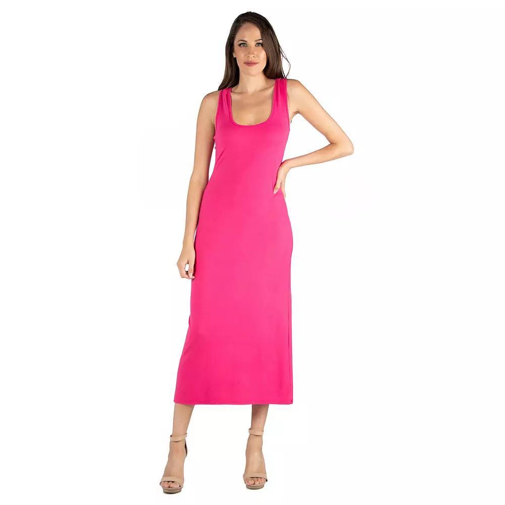 Women's 24seven Comfort Apparel Scoop Neck Racerback Tank Top Maxi Dress, Size: XL, Pink Product Image