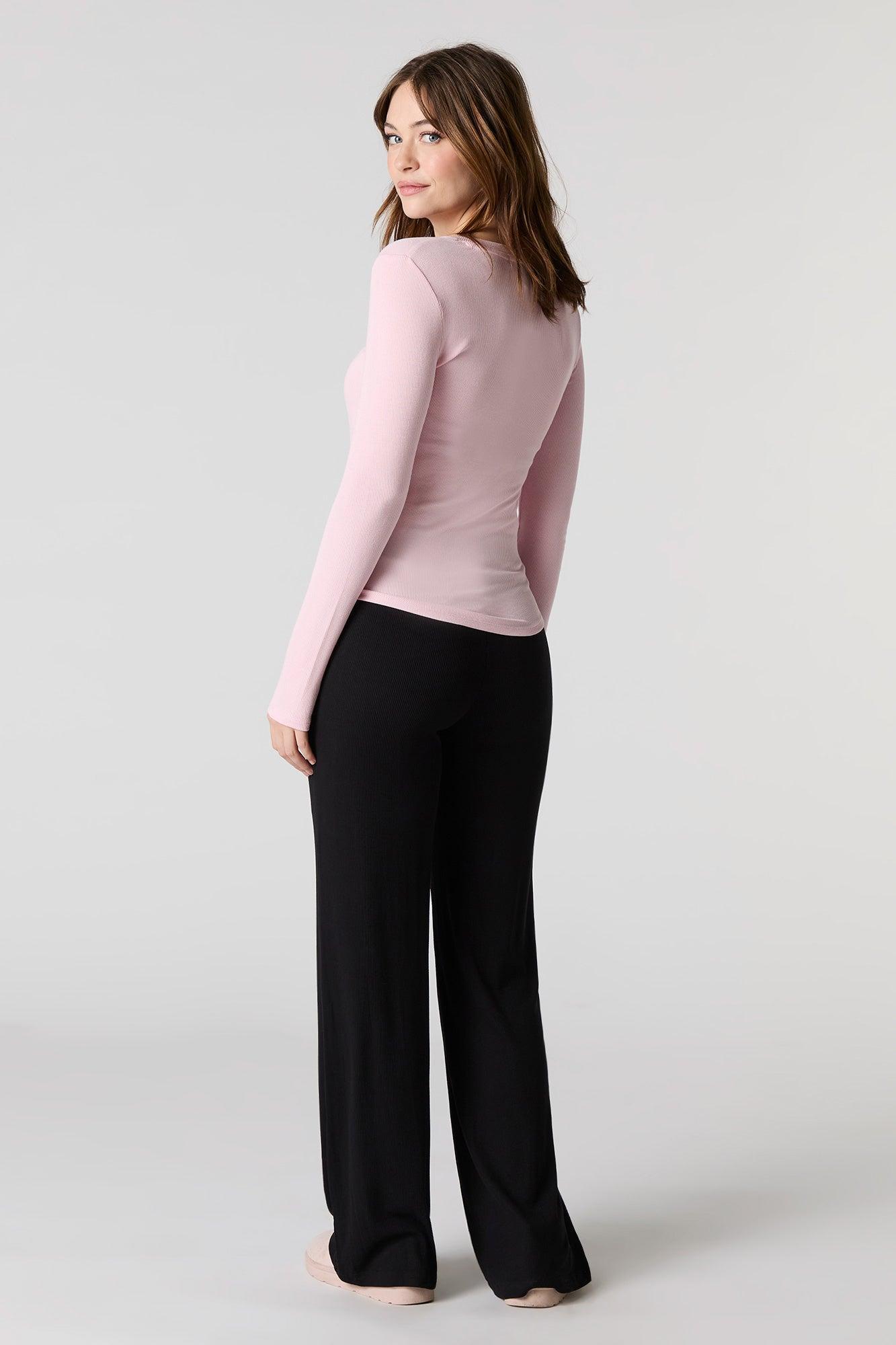 Solid Ribbed Wide Leg Pant Female Product Image