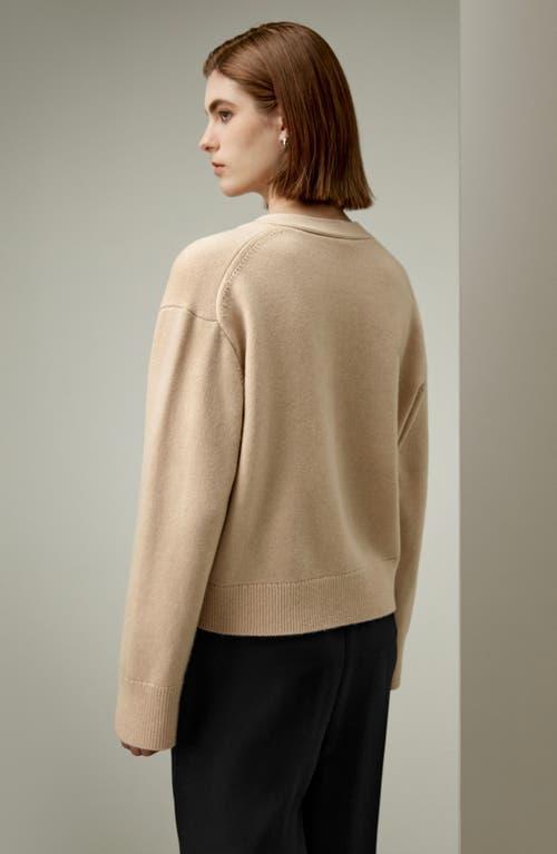 Lilysilk Cropped Wool-Cashmere Blend Cardigan Sweater for Women in Beige at Nordstrom, Size Small Product Image