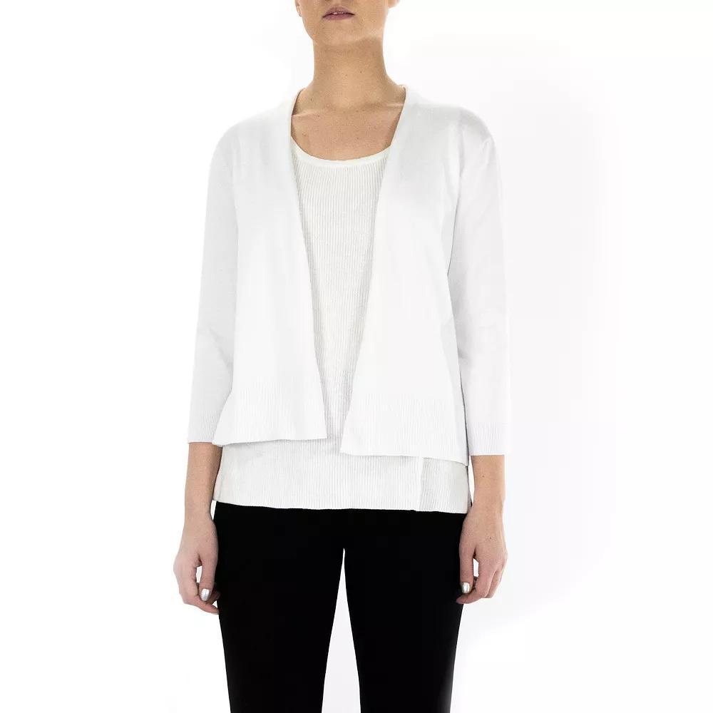 Women's Nina Leonard Classic Open-Front Bolero Cardigan, Size: Medium, White Product Image
