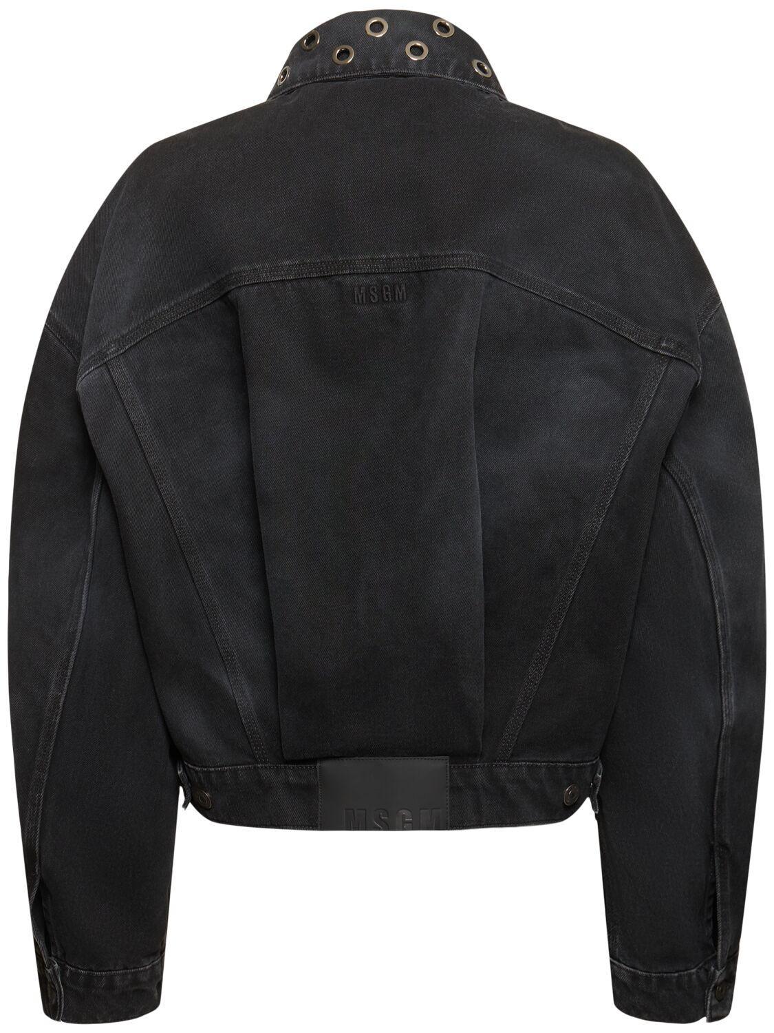 MSGM Embellished Denim Jacket In Black Product Image