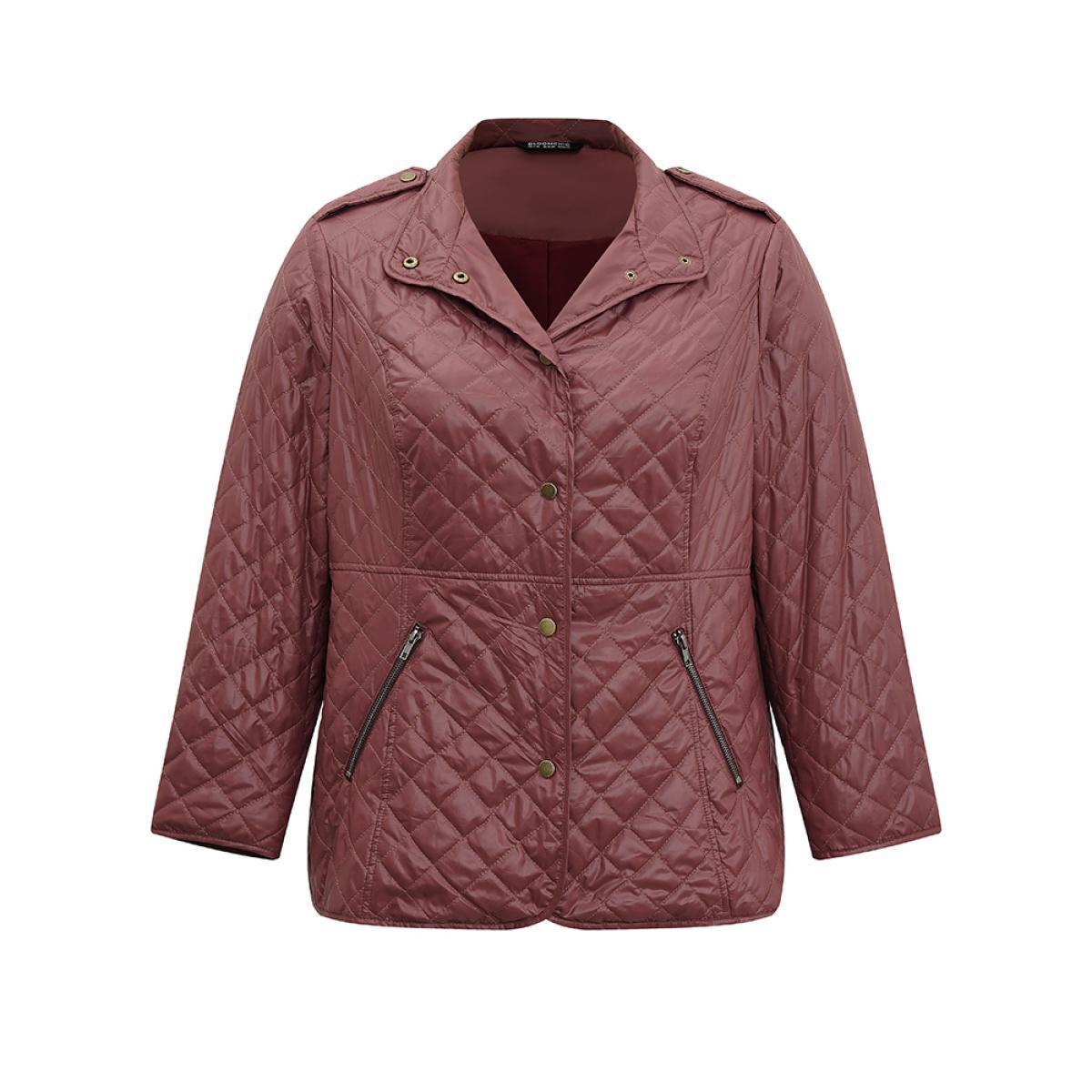 Plus Size Women Dailywear Plain Plain No stretch 30/6X Pocket Casual Cotton Jackets BloomChic Product Image