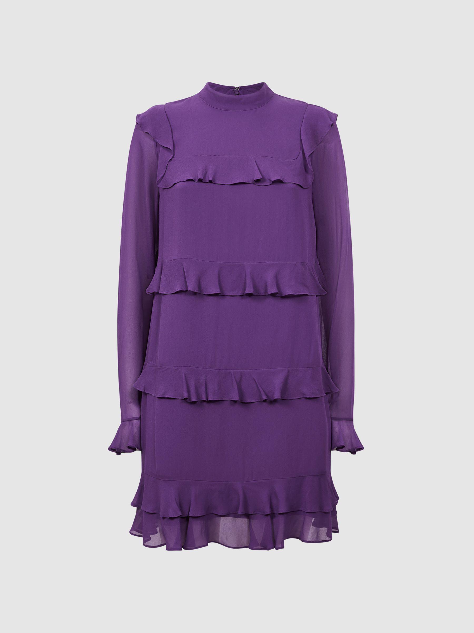 Florere Tiered Mini Dress in Dark Purple Product Image