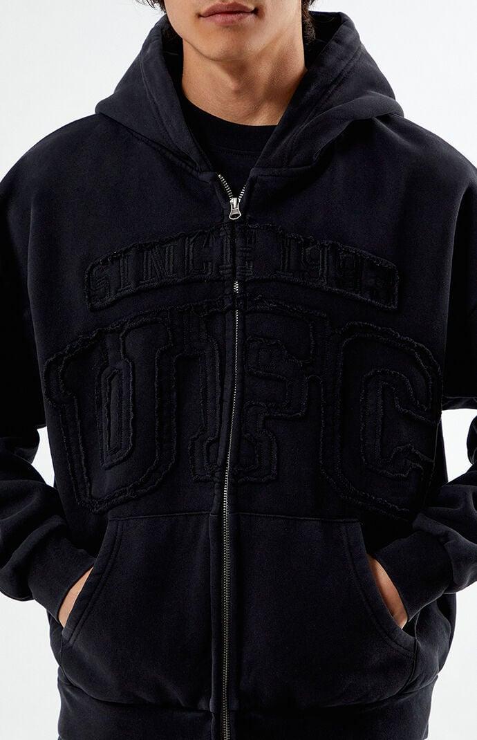 Frayed Lettering Full Zip Hoodie Product Image