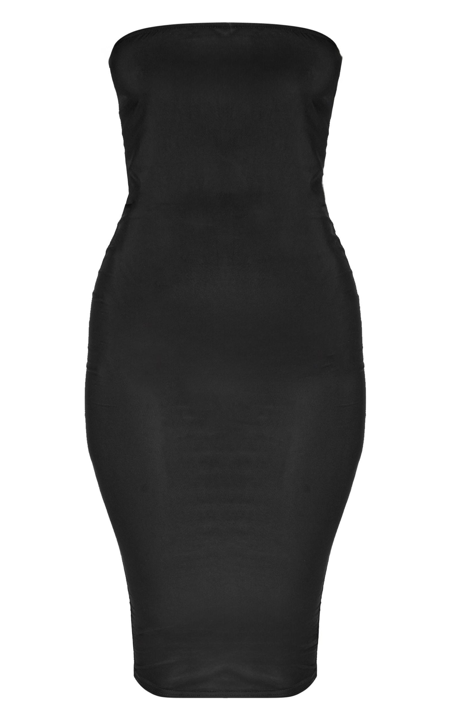 Petite Black Bandeau Jersey Midi Dress Product Image