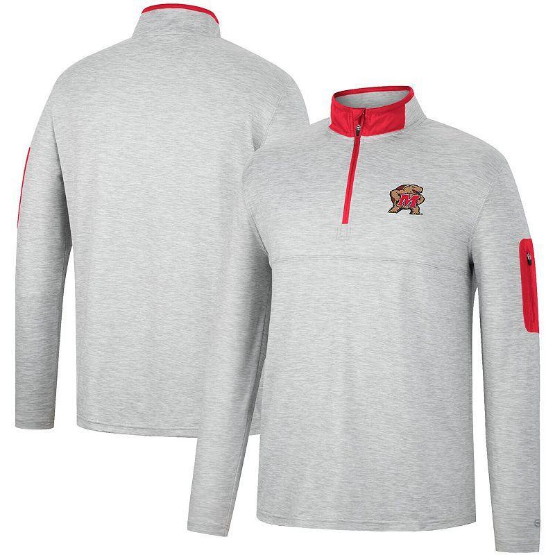 Mens Colosseum Heathered Gray/Cardinal Iowa State Cyclones Country Club Windshirt Quarter-Zip Jacket Product Image