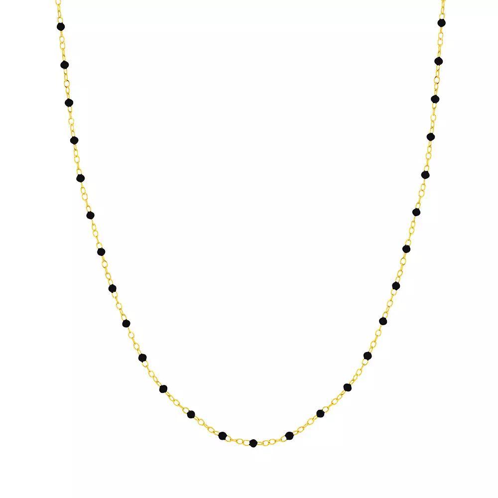 Color Romance 14k Gold Colored Enamel Bead Adjustable Necklace, Women's, Size: 18", Black Product Image