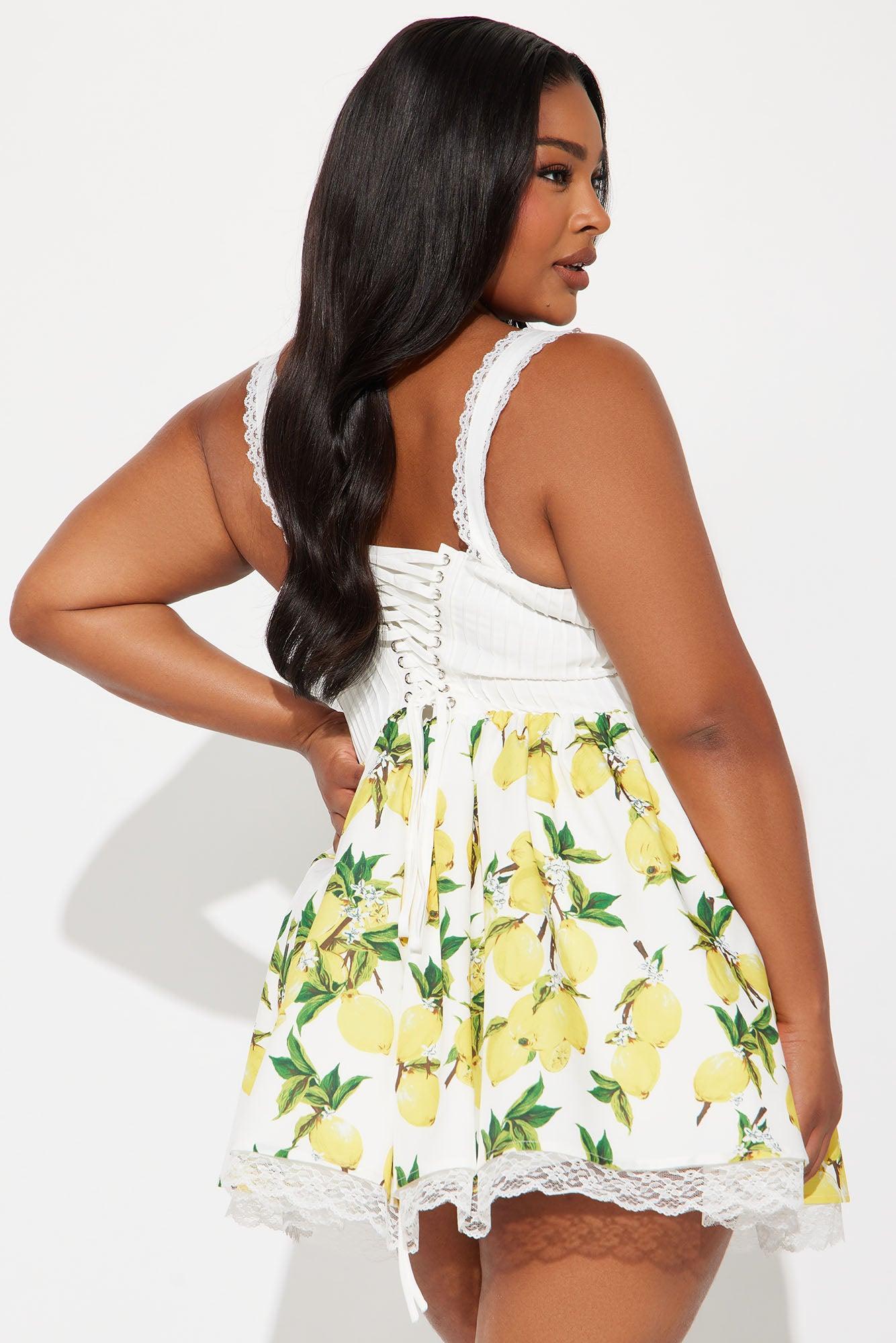 Squeeze The Day Lemon Mini Dress - Yellow/combo Product Image