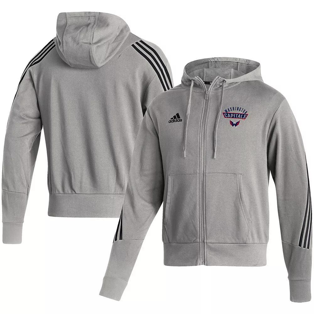 Men's adidas Heathered Gray Washington Capitals Fashion Full-Zip Hoodie, Size: Small, Grey Product Image
