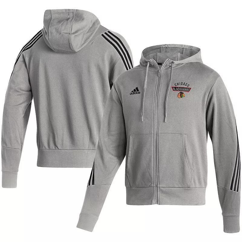 Men's adidas Heathered Gray Washington Capitals Fashion Full-Zip Hoodie, Size: Small, Grey Product Image