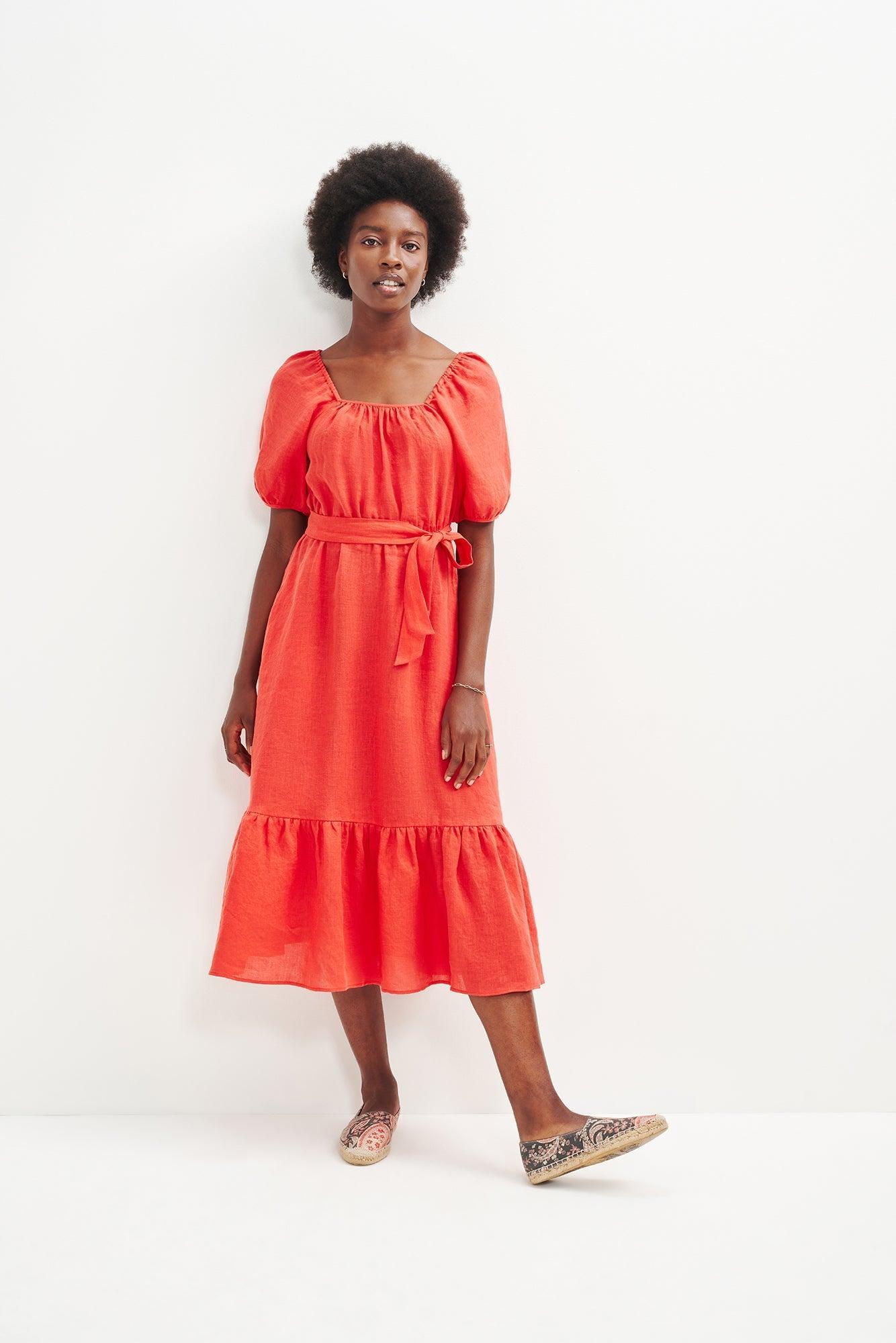 Michelle Linen Midi Dress - Eucalyptus - ReAmour Product Image