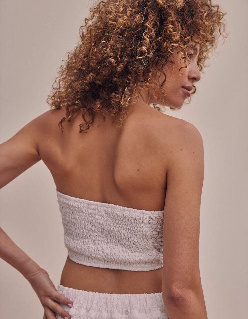 WEST OF MELROSE Textured Knot Womens Tube Top - WHITE Product Image