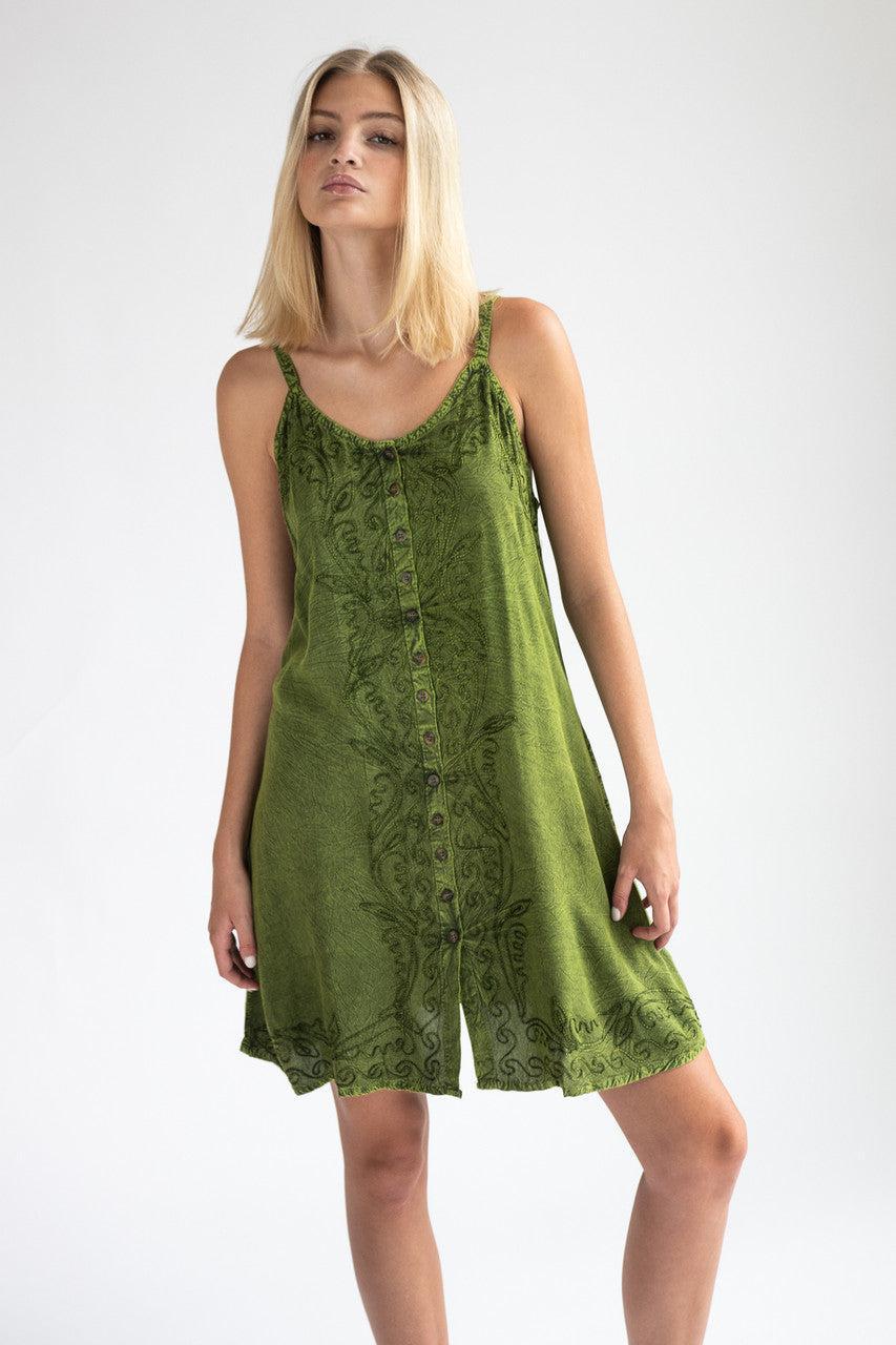 Embroidered Stone Washed Mini Dress Product Image