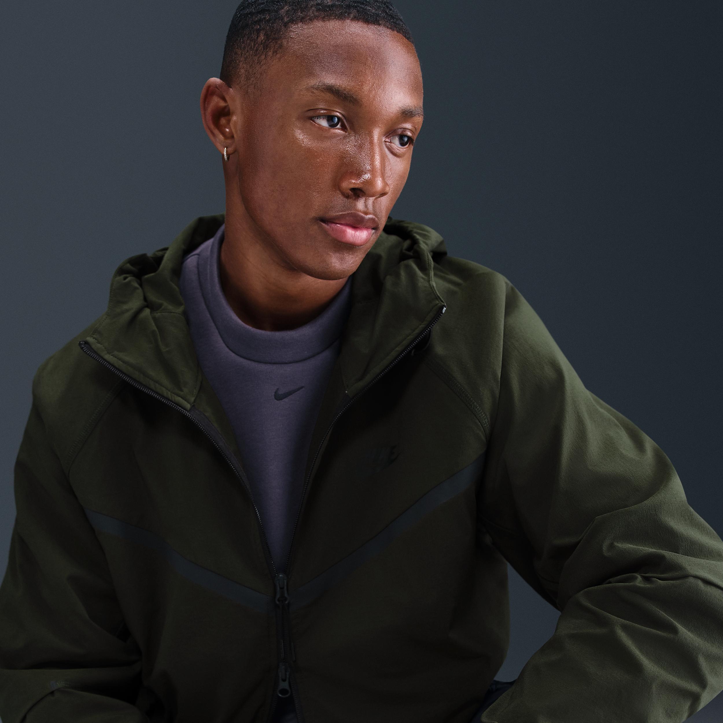 Nike Mens Tech Windrunner Woven Full-Zip Jacket in Sequoia/Black Product Image