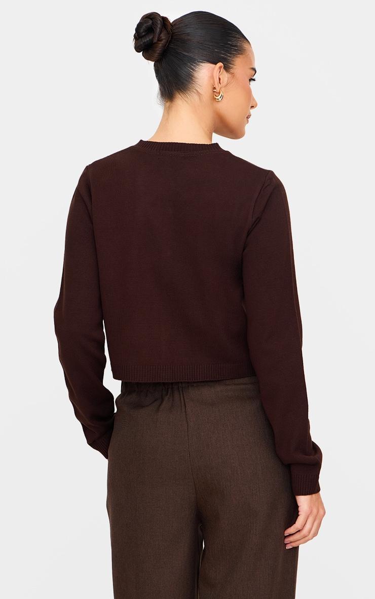 Chocolate Basic Button Up Knit Cardigan Product Image