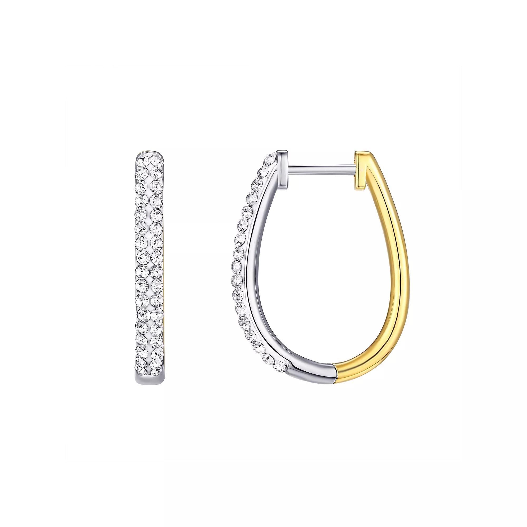 Chrystina Two-Tone Crystal Oval Hinge Hoop Earrings, Women's, Two Tone Product Image