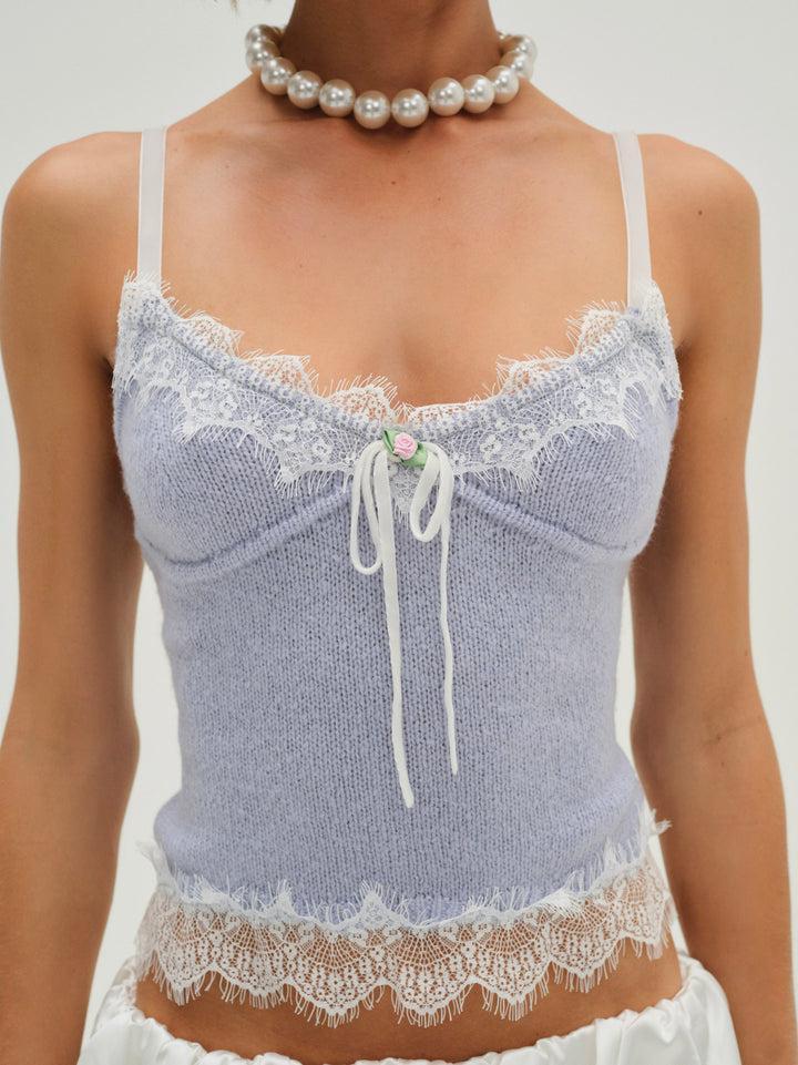 Elsie Knit Top — Blue Product Image