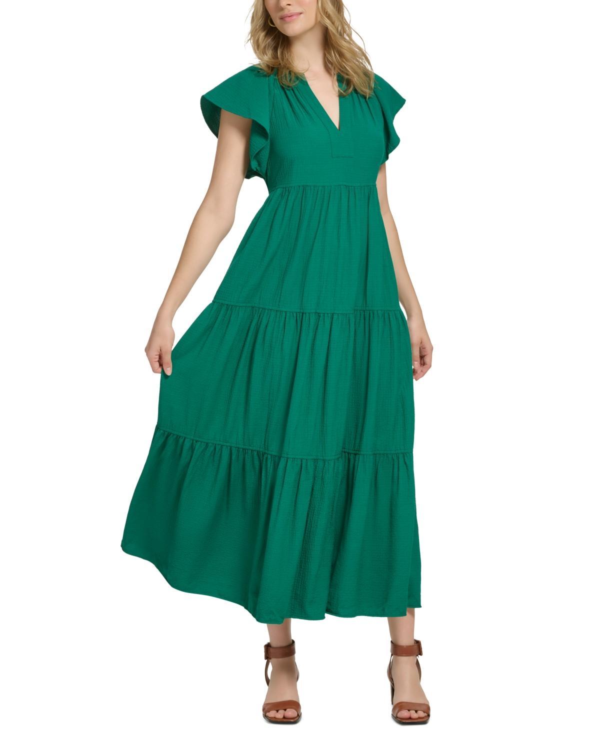 Calvin Klein Womens Textured Tiered Midi Dress Product Image