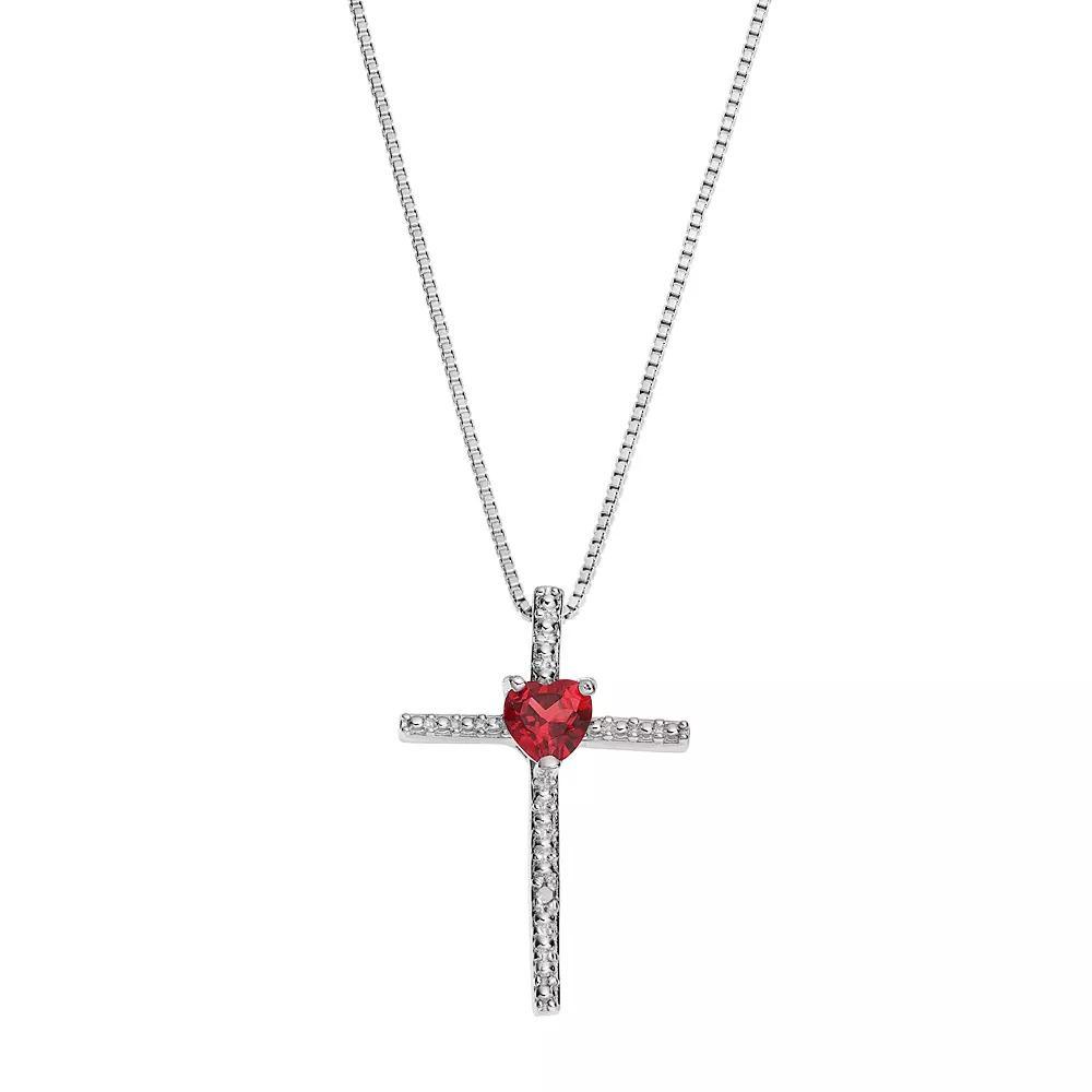 Gemminded Sterling Silver Garnet Cross Pendant Necklace, Women's, Size: 18", Red Product Image