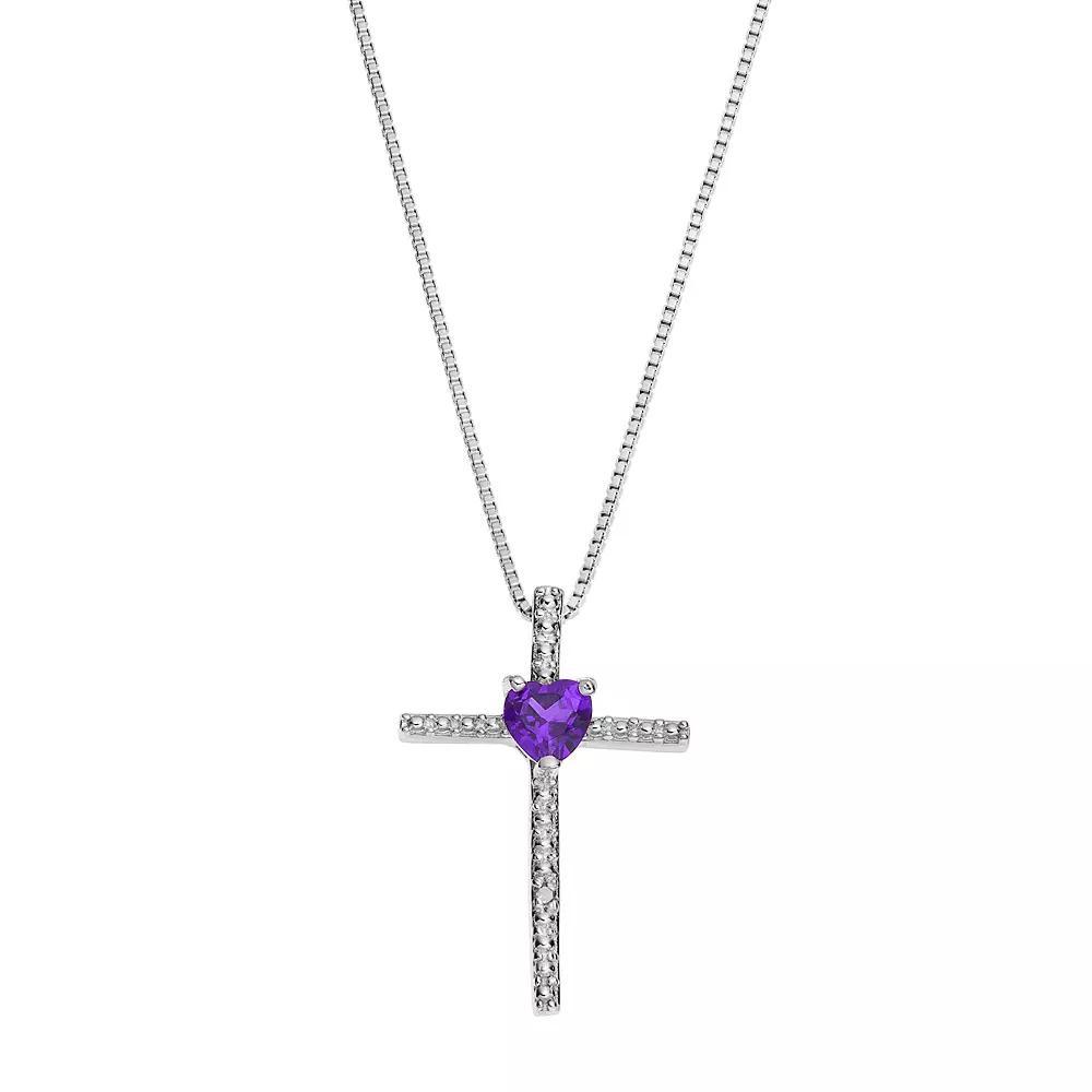 Gemminded Sterling Silver Garnet Cross Pendant Necklace, Women's, Size: 18", Red Product Image