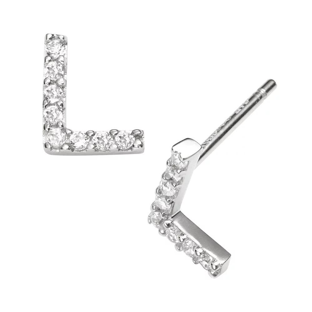 Sophie Miller Sterling Silver Cubic Zirconia Initial Stud Earrings, Womens Product Image