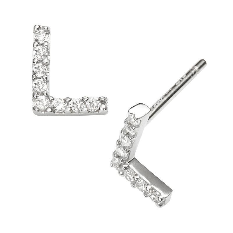 Sophie Miller Sterling Silver Cubic Zirconia Initial Stud Earrings, Womens Product Image