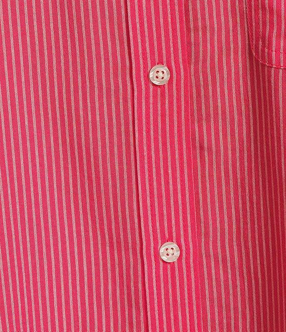 Copper Key Mini Stripe Print Oversized Fit Button-Front Woven Shirt Product Image
