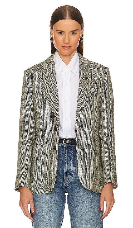 Womens Linen-Blend Herringbone Single-Breasted Blazer Product Image