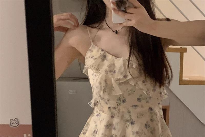 Spaghetti Strap Floral Mini A-Line Sundress Product Image