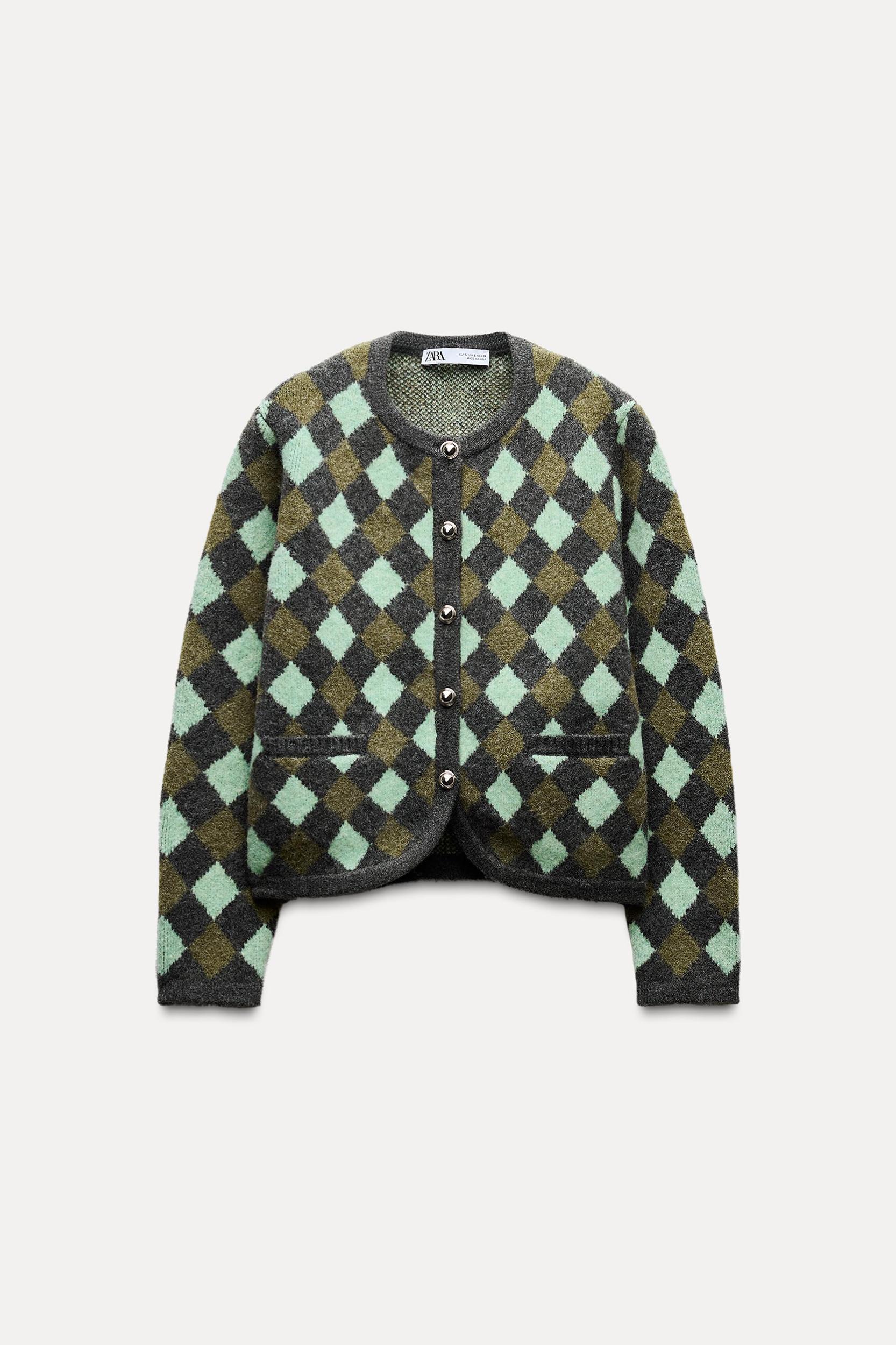 ARGYLE KNIT JACQUARD CARDIGAN Product Image