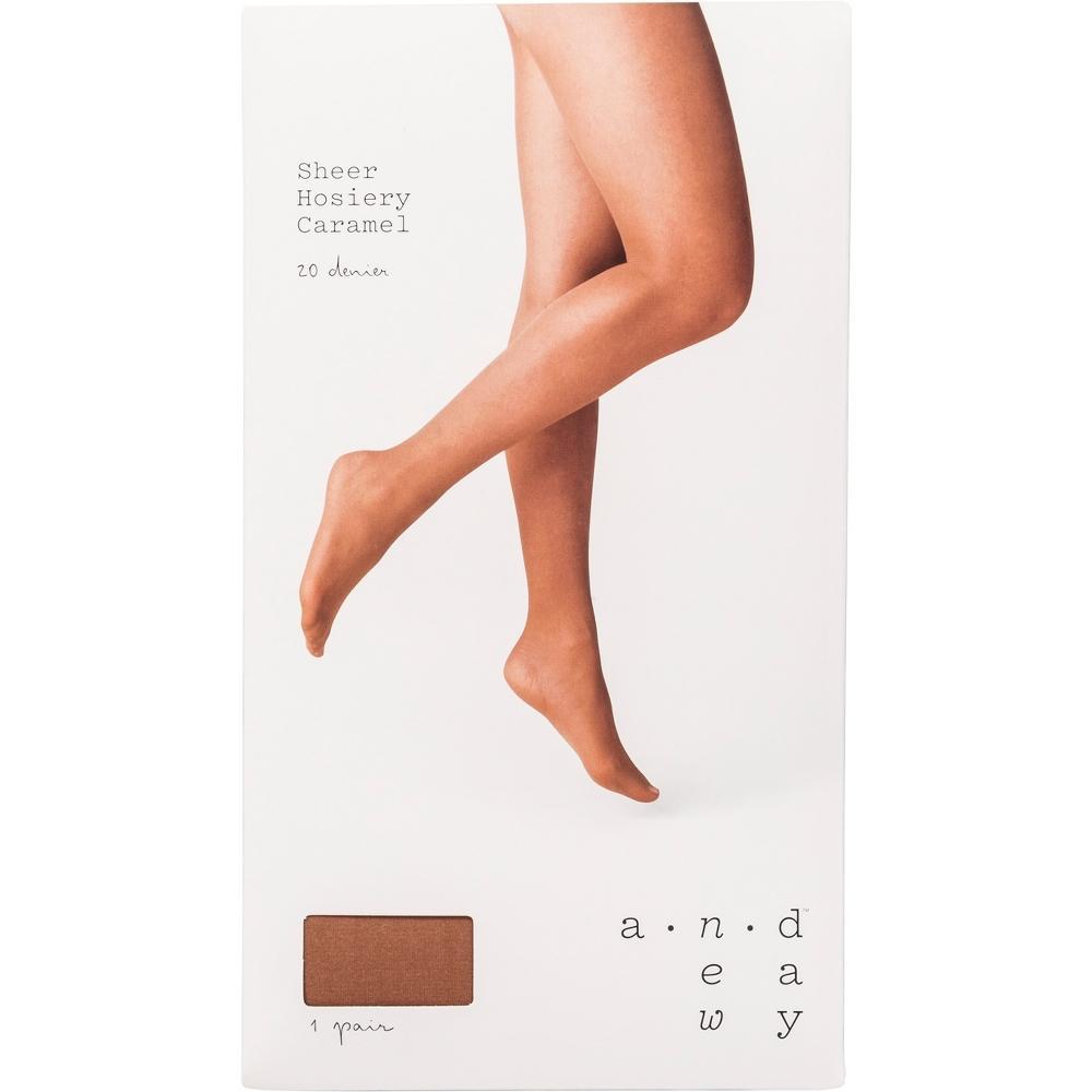 Women's 20D Sheer Tights - A New Day™ Caramel L/XL: High Waisted Nylon Spandex Hosiery, Tagless, Closed Toe, Hand Wash Product Image