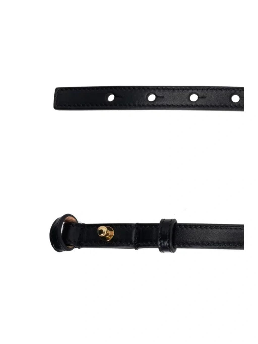 CHLOÉ Iconic Leather Belt Gold-tone Hardware In Black Product Image