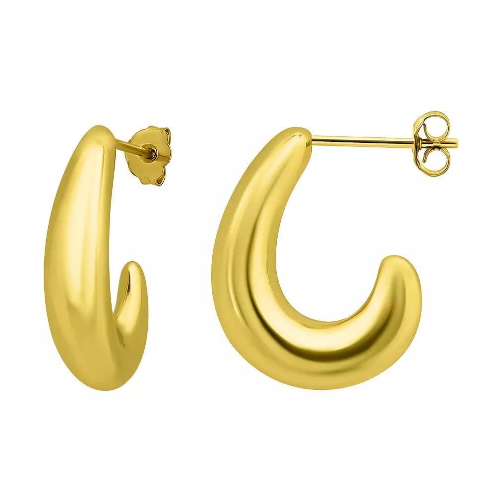 Aleure Precioso Sterling Silver Polished Chunky Graduated Half Hoop Drop Earrings, Women's, Gold Tone Product Image