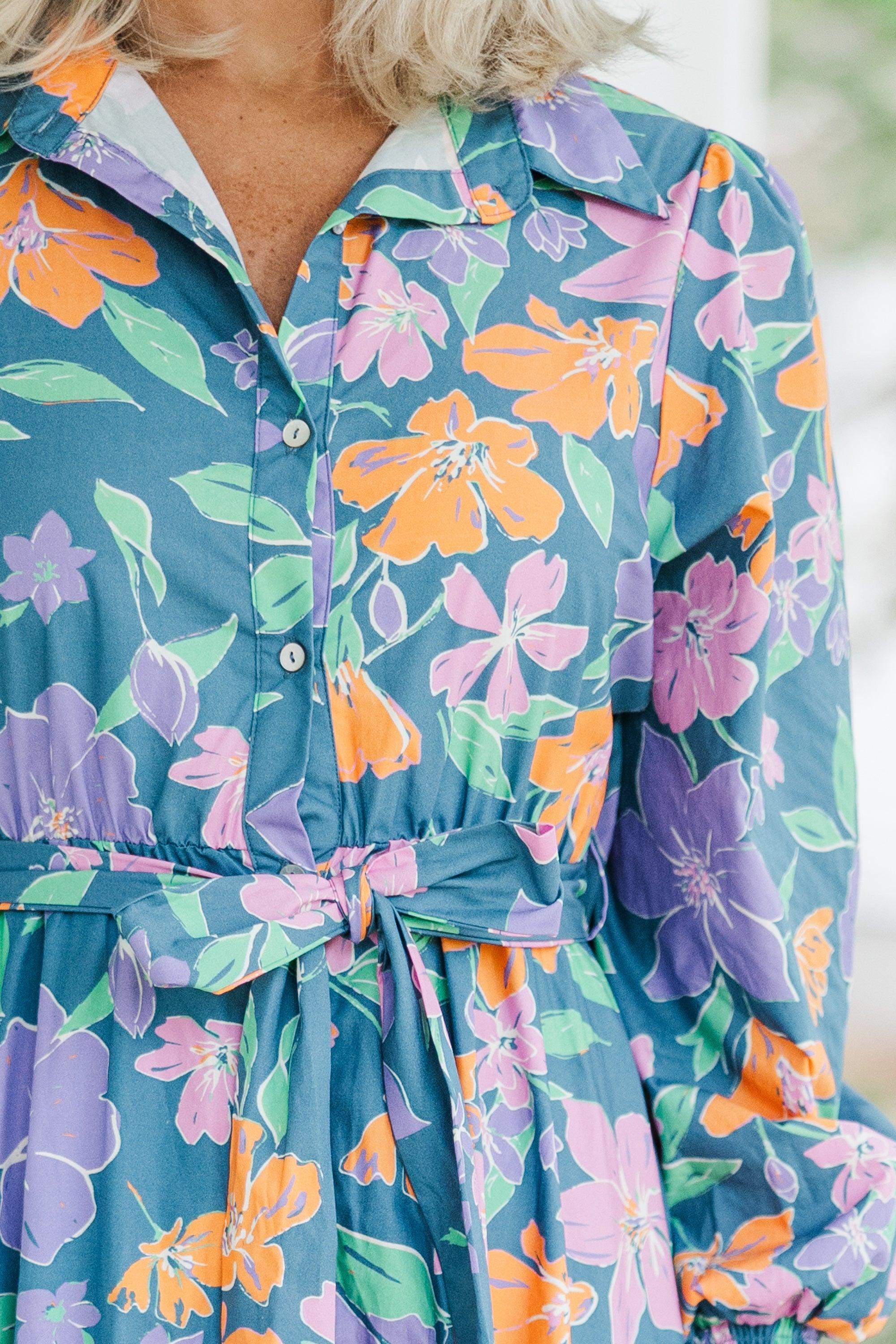 Back At It Blue Floral Maxi Dress Female Product Image