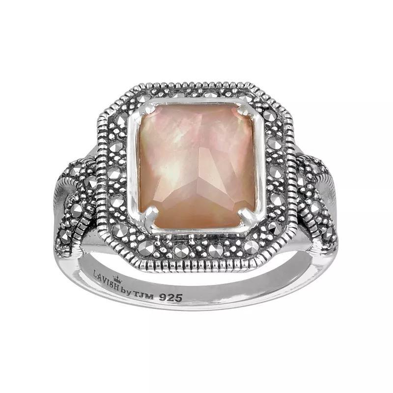 Diamond Splendor Sterling Silver Mother-of-Pearl & Crystal Doublet Ring, Women's, Size: 7, Yellow Product Image